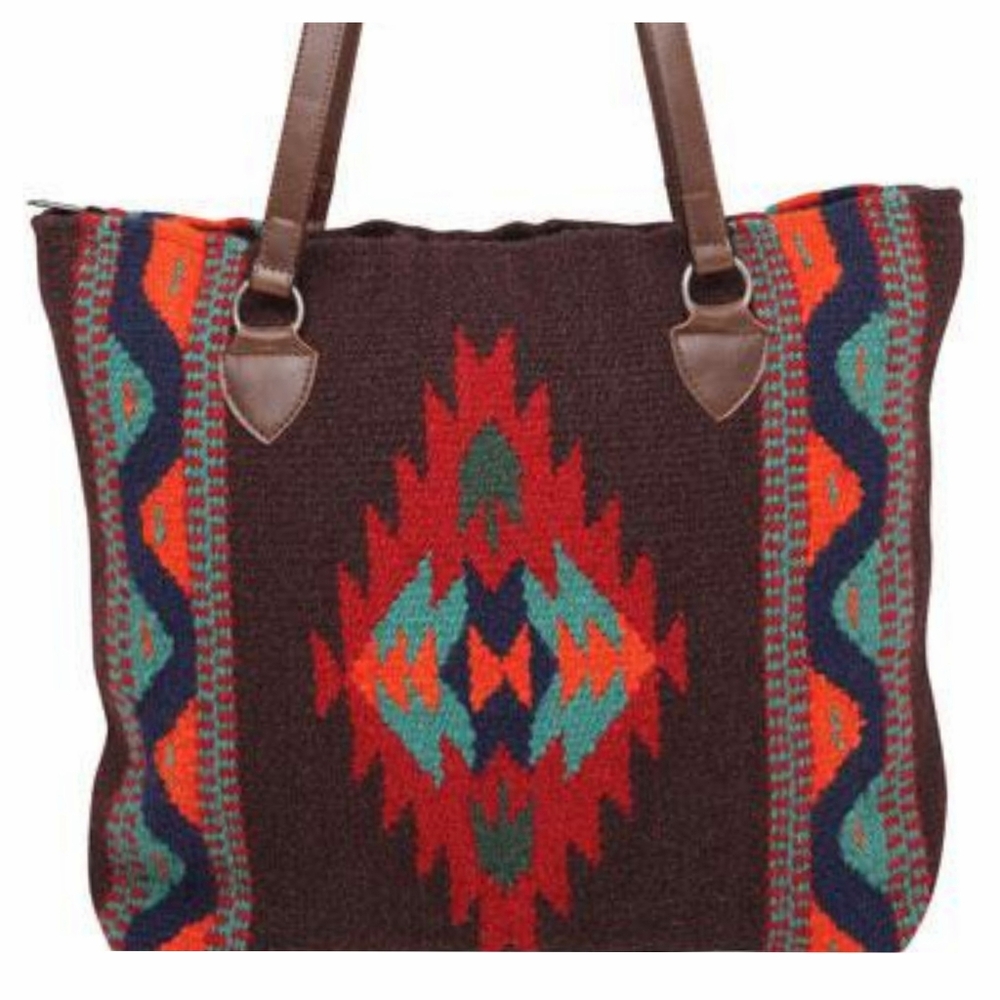 El Paso Saddleblanket Co Aztec Maya Modern Wool Tapestry Bag